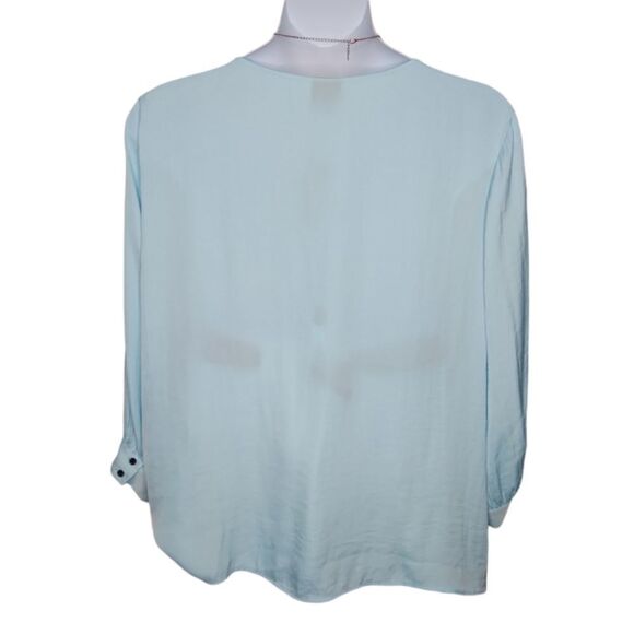 Worthington Sheer Aqua Top Button Down 2X - Picture 8 of 11